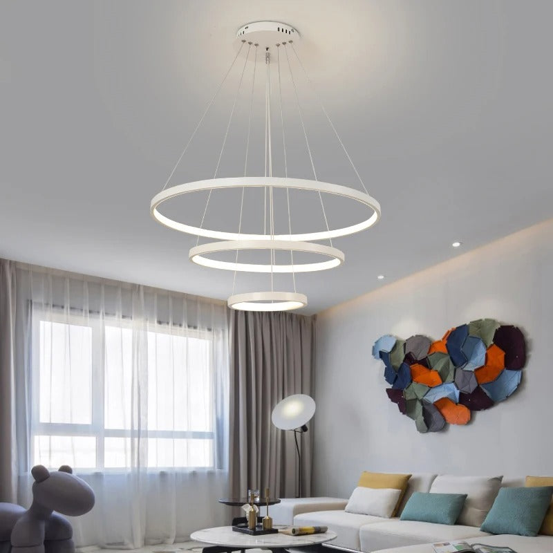 Illuminazione Moderna | Lampada a Sospensione LED Dimmerabile con Anelli Multipli Ð Design Elegante per Ambienti Raffinati 12