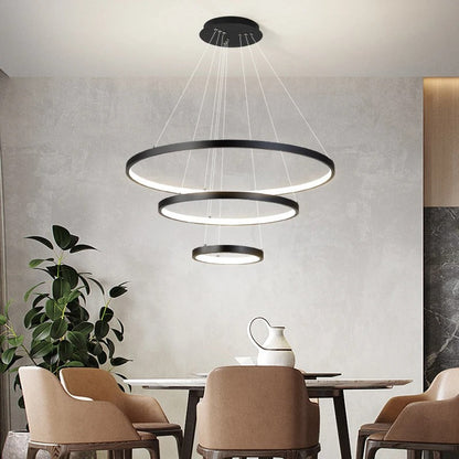 Illuminazione Moderna | Lampada a Sospensione LED Dimmerabile con Anelli Multipli Ð Design Elegante per Ambienti Raffinati 2