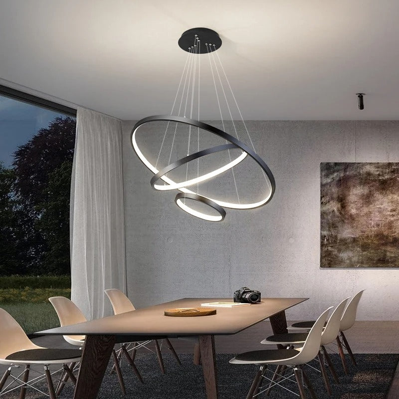 Illuminazione Moderna | Lampada a Sospensione LED Dimmerabile con Anelli Multipli Ð Design Elegante per Ambienti Raffinati 6