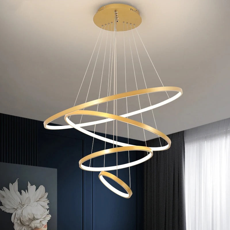 Illuminazione Moderna | Lampada a Sospensione LED Dimmerabile con Anelli Multipli Ð Design Elegante per Ambienti Raffinati 9
