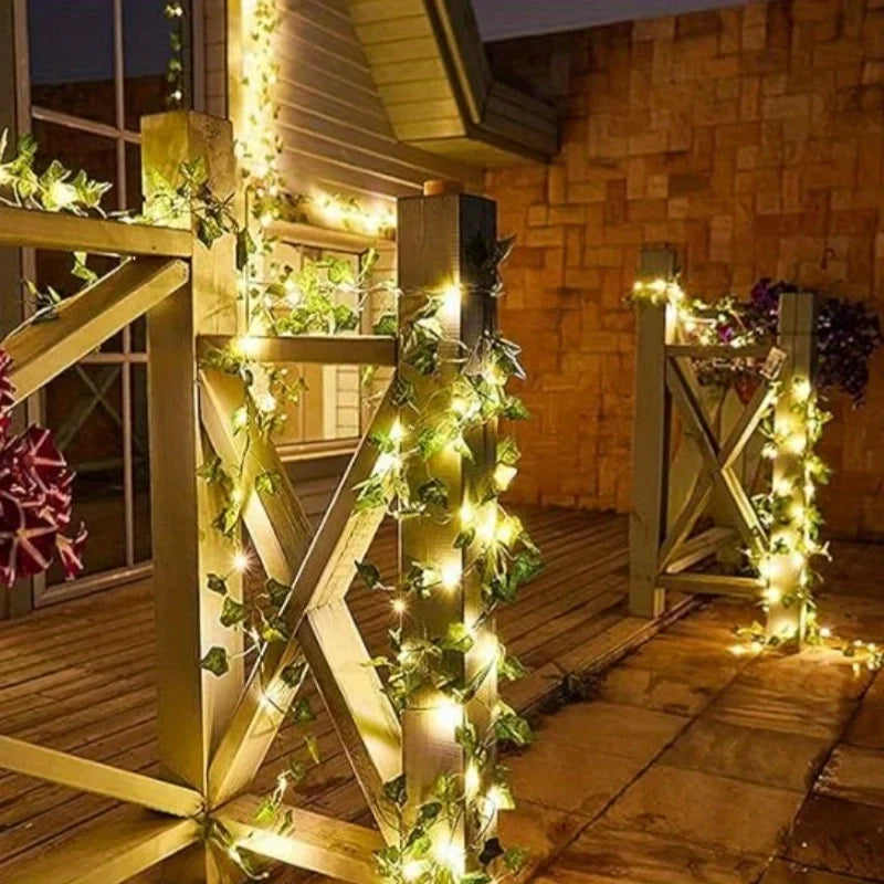 Green Lighting | Garden Solar Lights with Artificial Ivy Leaves | 8 Modes for Festive Decorations