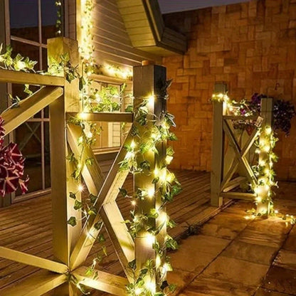 Green Lighting | Garden Solar Lights with Artificial Ivy Leaves | 8 Modes for Festive Decorations