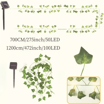 Green Lighting | Garden Solar Lights with Artificial Ivy Leaves | 8 Modes for Festive Decorations