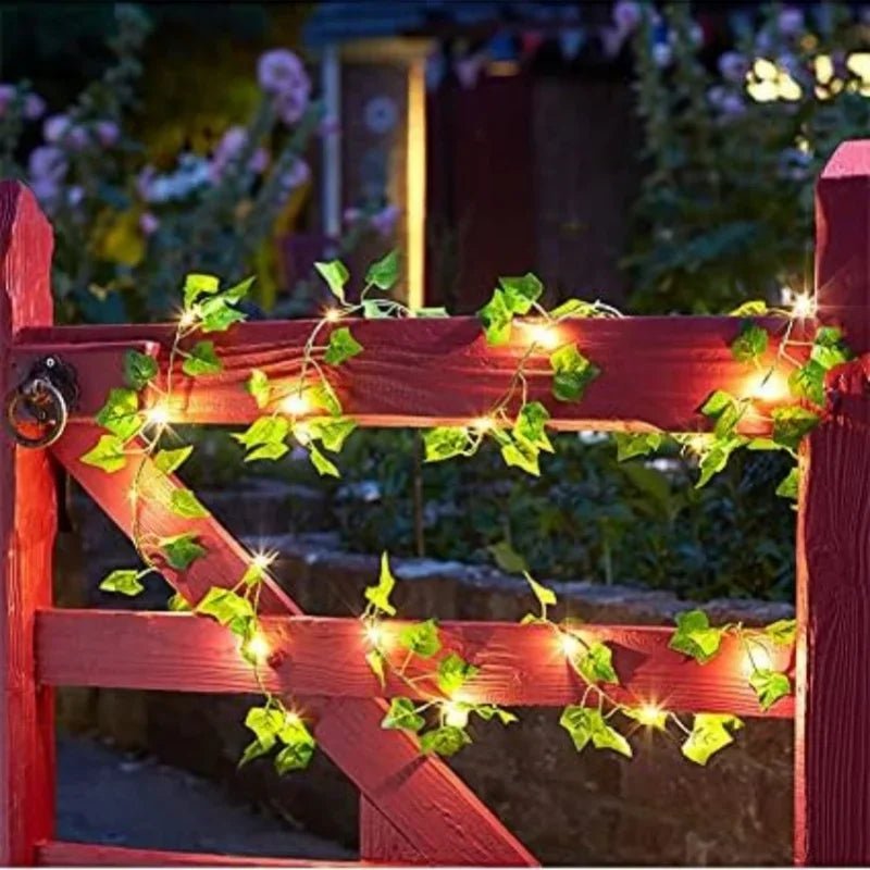 Green Lighting | Garden Solar Lights with Artificial Ivy Leaves | 8 Modes for Festive Decorations