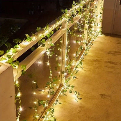 Green Lighting | Garden Solar Lights with Artificial Ivy Leaves | 8 Modes for Festive Decorations