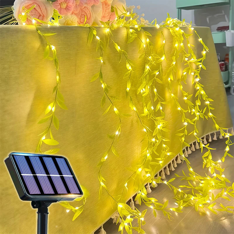 Green Lighting | Garden Solar Lights with Artificial Ivy Leaves | 8 Modes for Festive Decorations