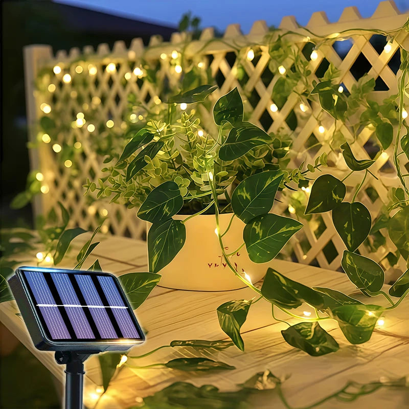 Green Lighting | Garden Solar Lights with Artificial Ivy Leaves | 8 Modes for Festive Decorations