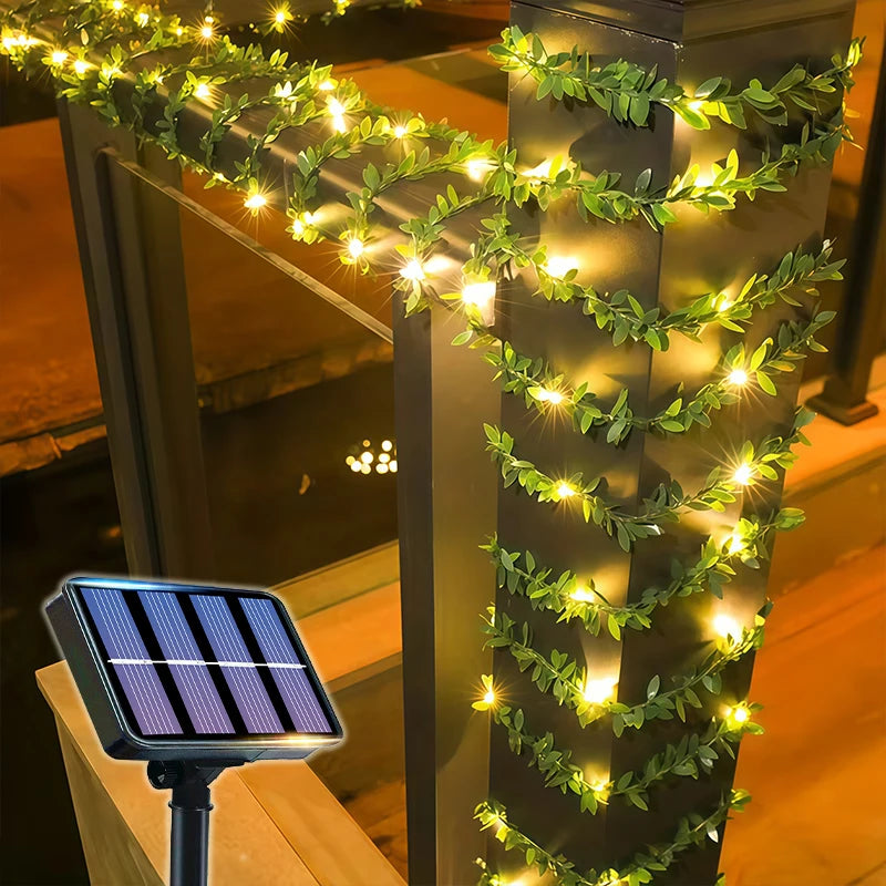 Green Lighting | Garden Solar Lights with Artificial Ivy Leaves | 8 Modes for Festive Decorations