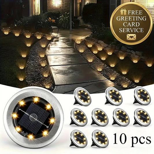 Illuminazione da Giardino | Set di 10 Luci Solari Impermeabili con Accensione Automatica | Decorazione per Vialetti e Aiuole