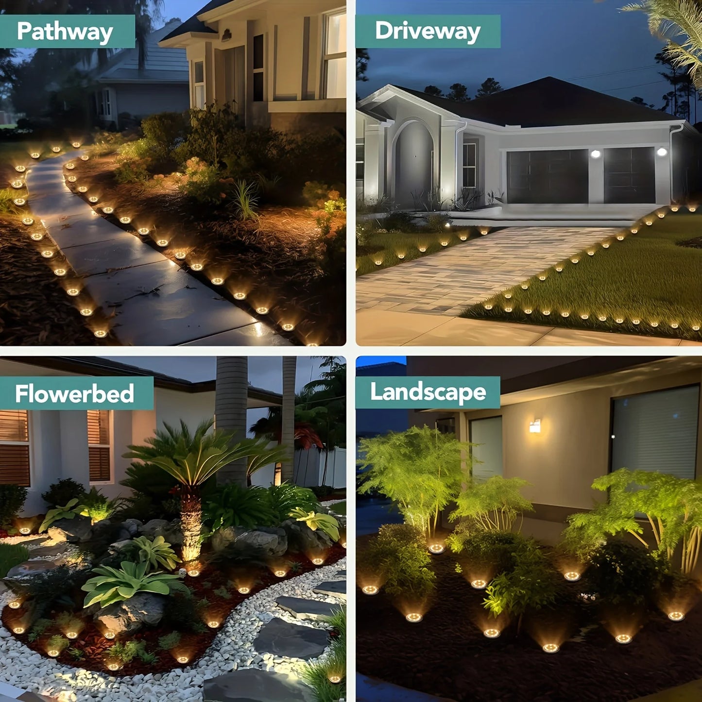 Garden Lighting | Set of 10 Waterproof Solar Lights with Automatic On/Off | Decoration for Walkways and Flowerbeds