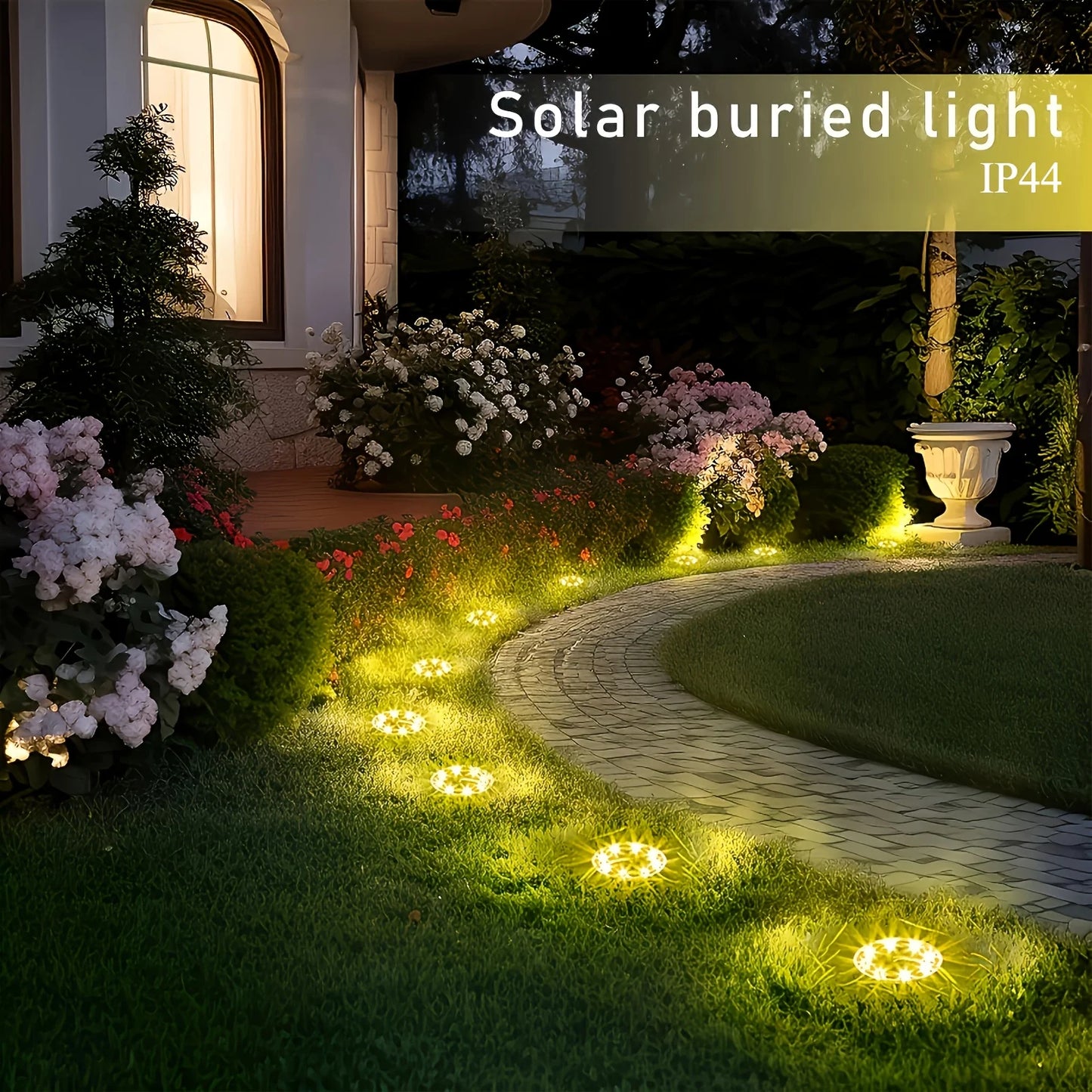 Garden Lighting | Set of 10 Waterproof Solar Lights with Automatic On/Off | Decoration for Walkways and Flowerbeds