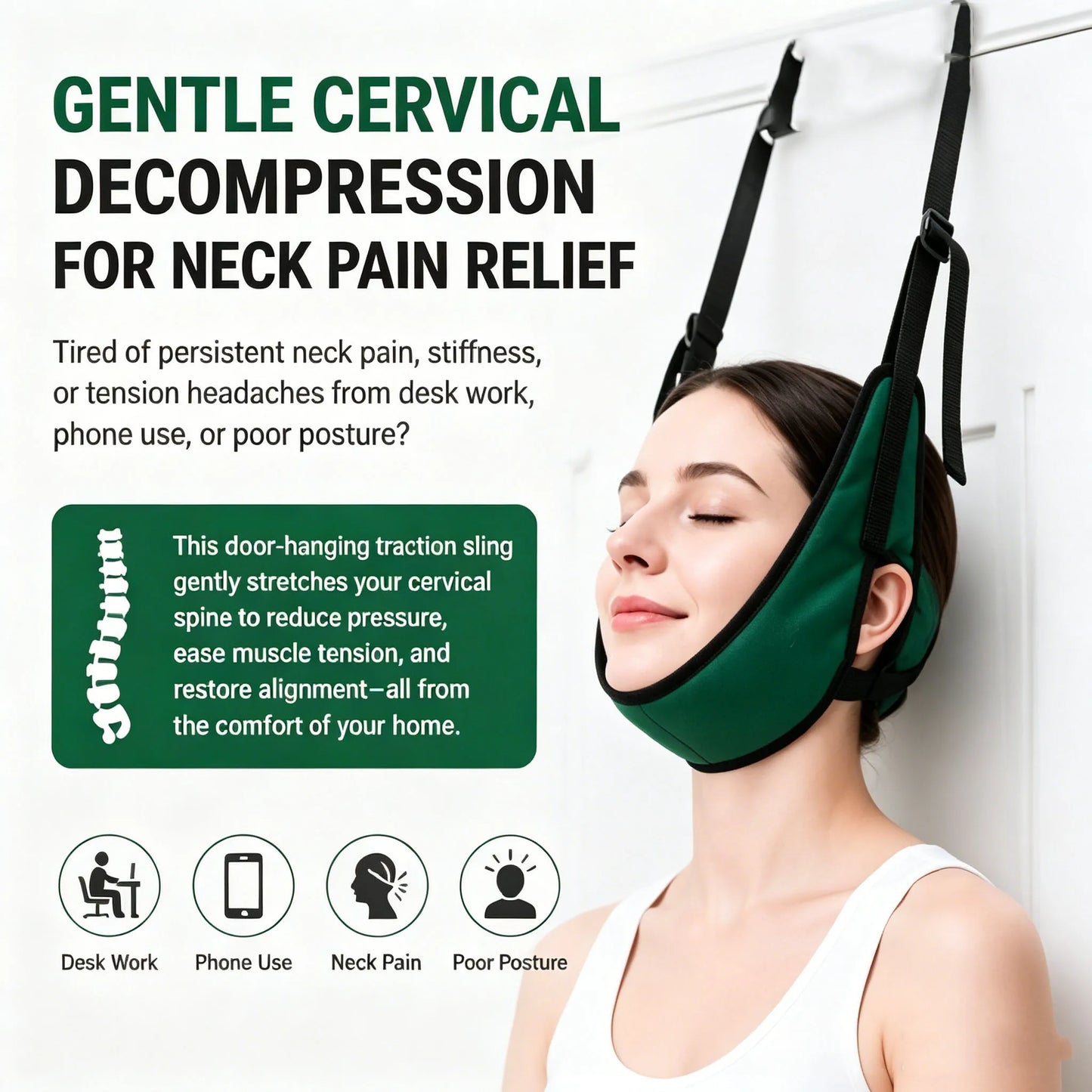 Imbracatura Decompressione Cervicale | Dispositivo Ergonomico per Sollievo al Collo con Cinghie Regolabili 0
