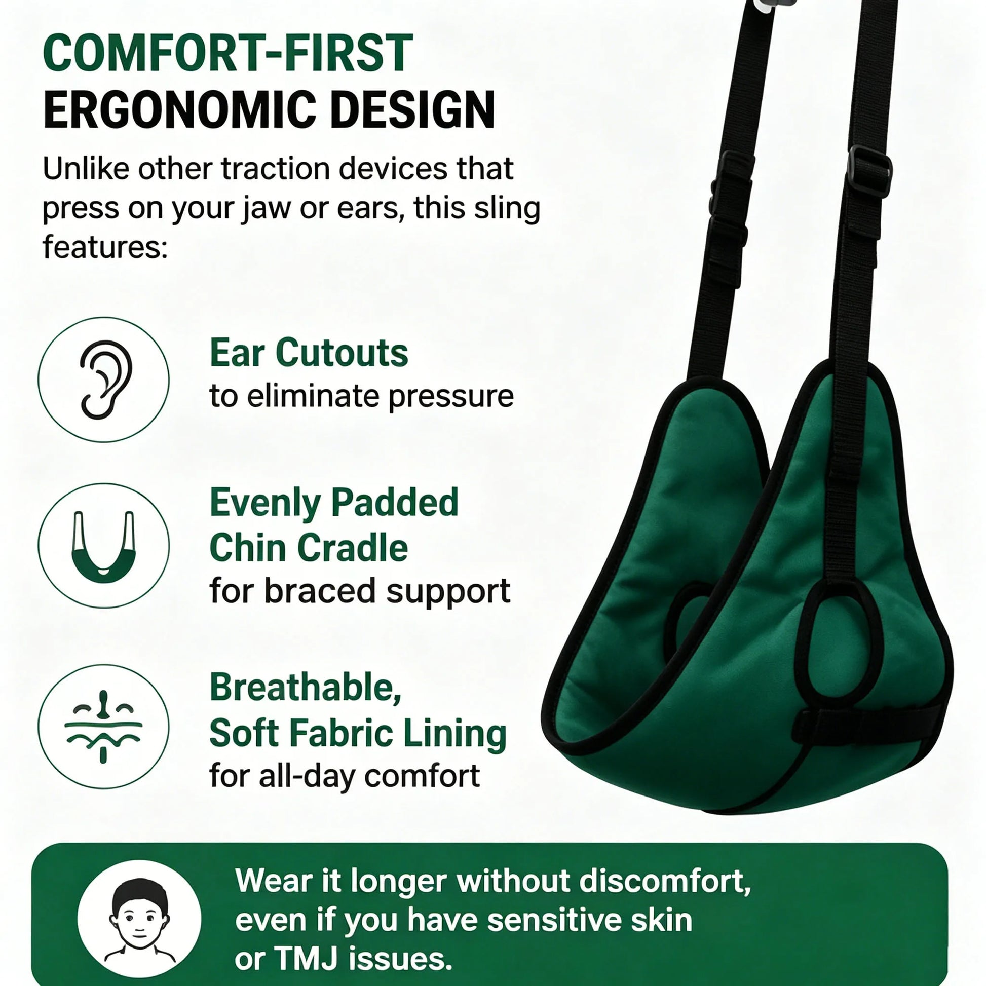 Imbracatura Decompressione Cervicale | Dispositivo Ergonomico per Sollievo al Collo con Cinghie Regolabili 4