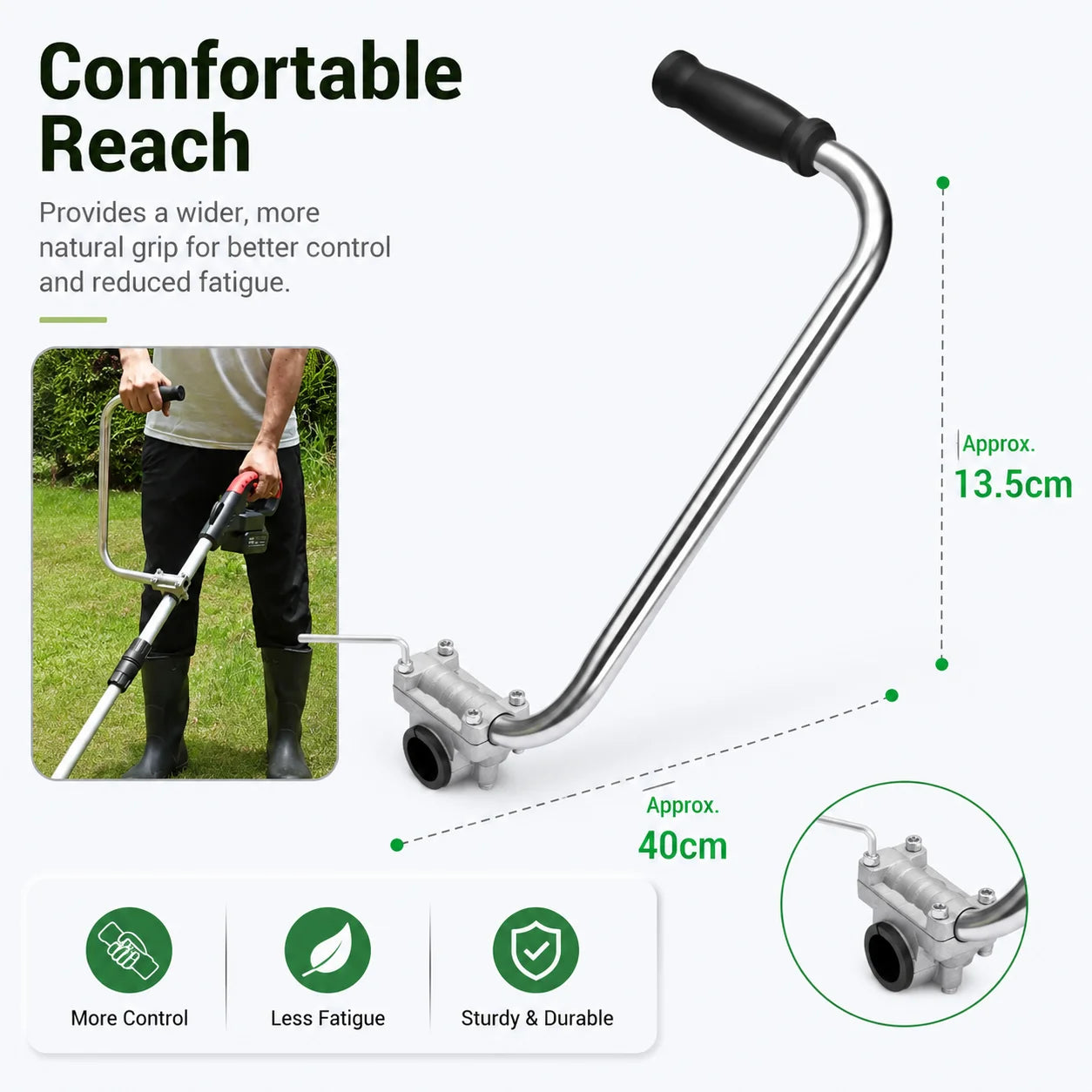 Impugnatura Ergonomica per Tosaerba e Decespugliatore con Fissaggio Stabile | Maggiore Comfort e Controllo per Lavori di Rifinitura 3