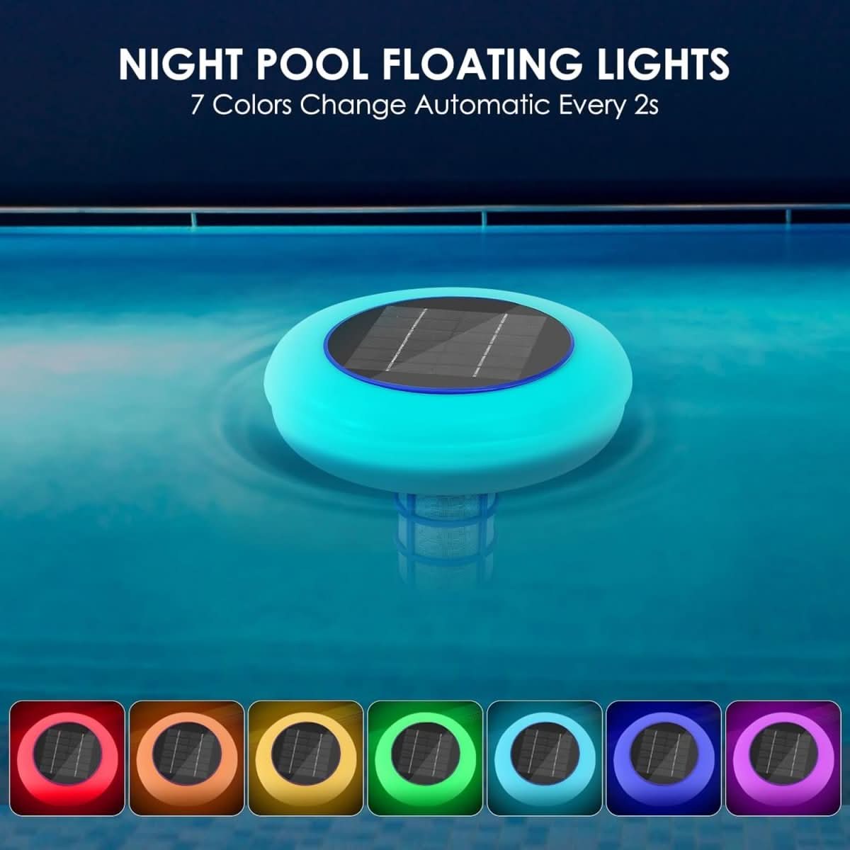Solar Pool Ionizer with RGB LED Light and Waterproof Design | Natural Purification for Crystal Clear Water