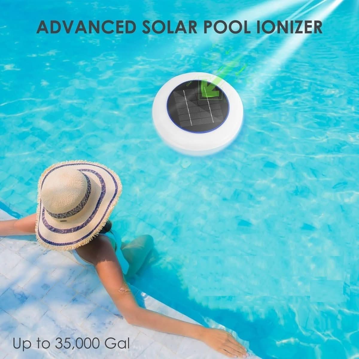 Solar Pool Ionizer with RGB LED Light and Waterproof Design | Natural Purification for Crystal Clear Water