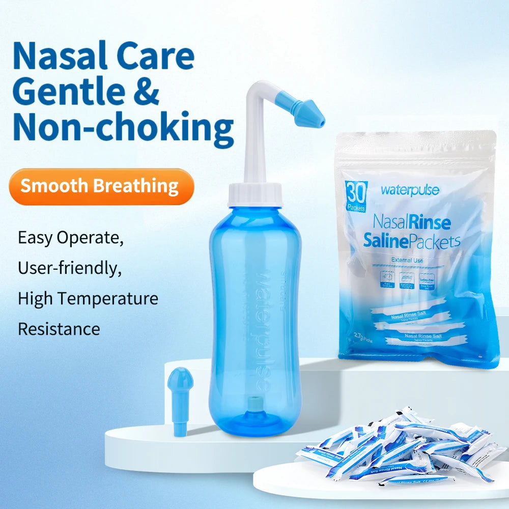 Irrigatore Nasale | Bottiglia per Lavaggio Naso Ergonomica da 300ml | Trattamento Sicuro per Sinusite e Rinite Allergica 0