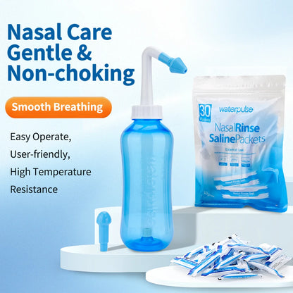 Irrigatore Nasale | Bottiglia per Lavaggio Naso Ergonomica da 300ml | Trattamento Sicuro per Sinusite e Rinite Allergica 0