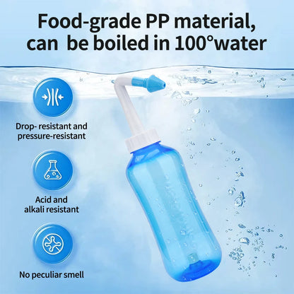 Irrigatore Nasale | Bottiglia per Lavaggio Naso Ergonomica da 300ml | Trattamento Sicuro per Sinusite e Rinite Allergica 1