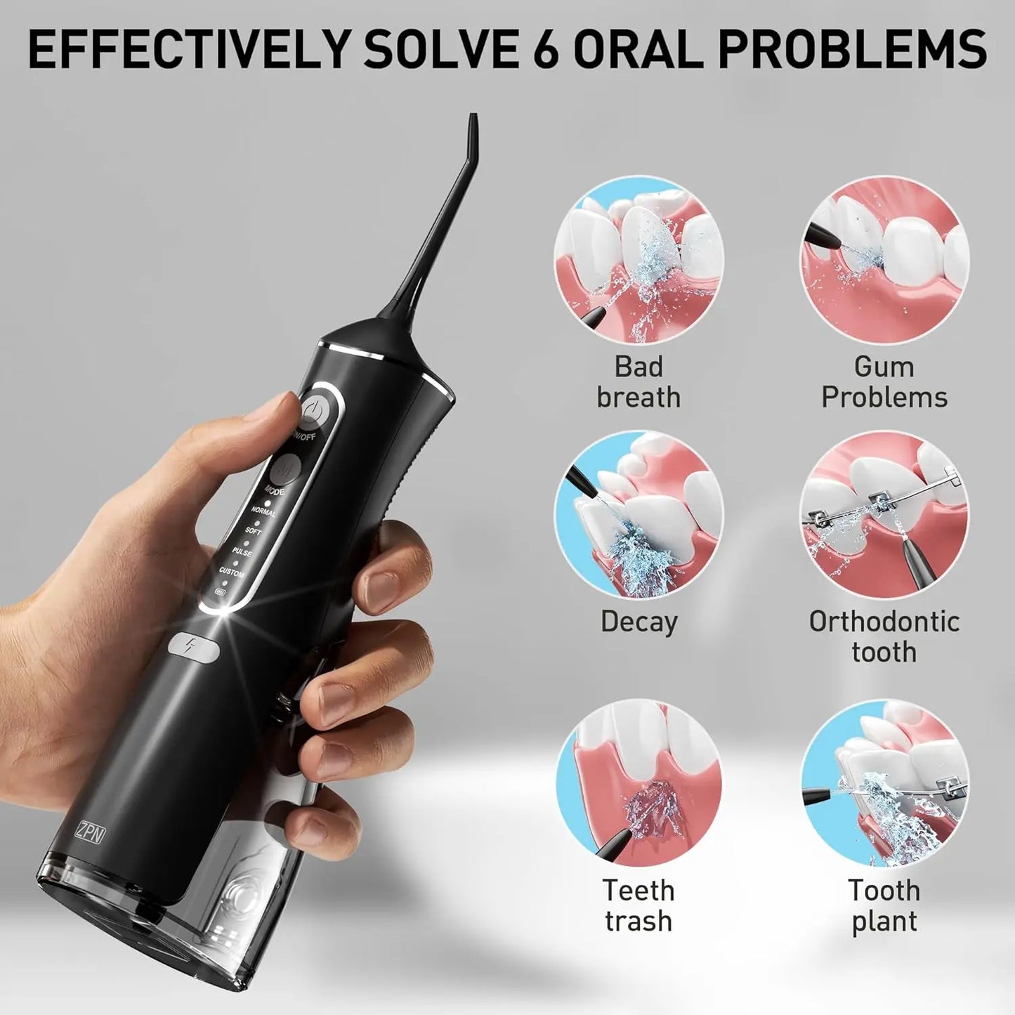 Irrigatore Orale Ricaricabile | 4 Modalità e 5 Ugelli per Pulizia Profonda | Ideale per Igiene Dentale Completa 1
