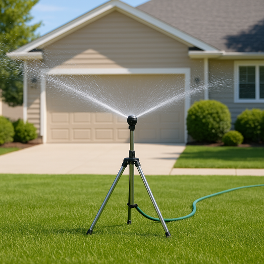 Irrigatore da Giardino Regolabile a 360° con Treppiede in Acciaio Inossidabile | Sistema di Irrigazione Efficiente per Prati e Aiuole