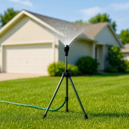 360° Adjustable Garden Sprinkler with Stainless Steel Tripod | Efficient Irrigation System for Lawns and Flowerbeds