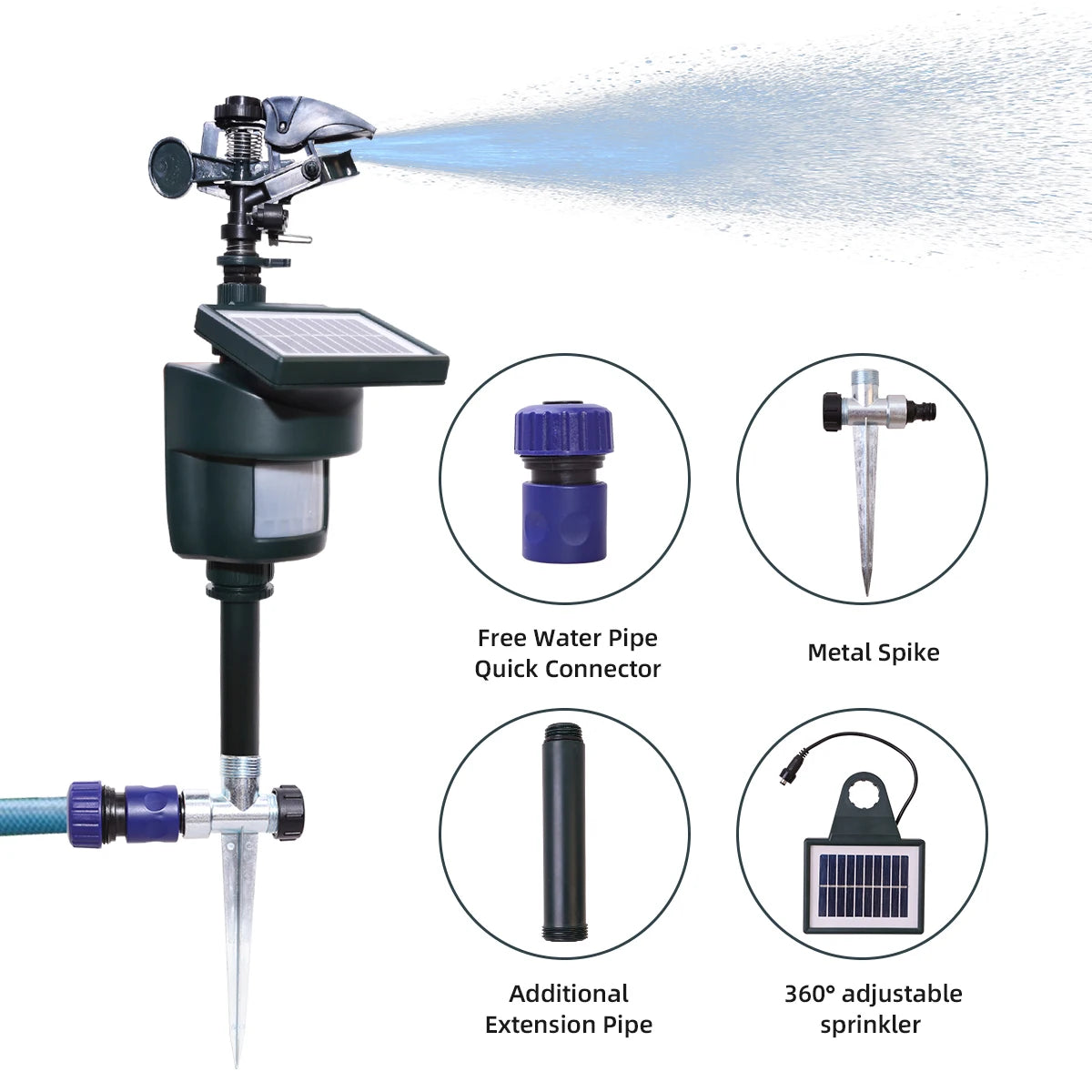 Solar Garden Sprinkler with Motion Sensor - Eco-Friendly Spray for Effective Garden Protection