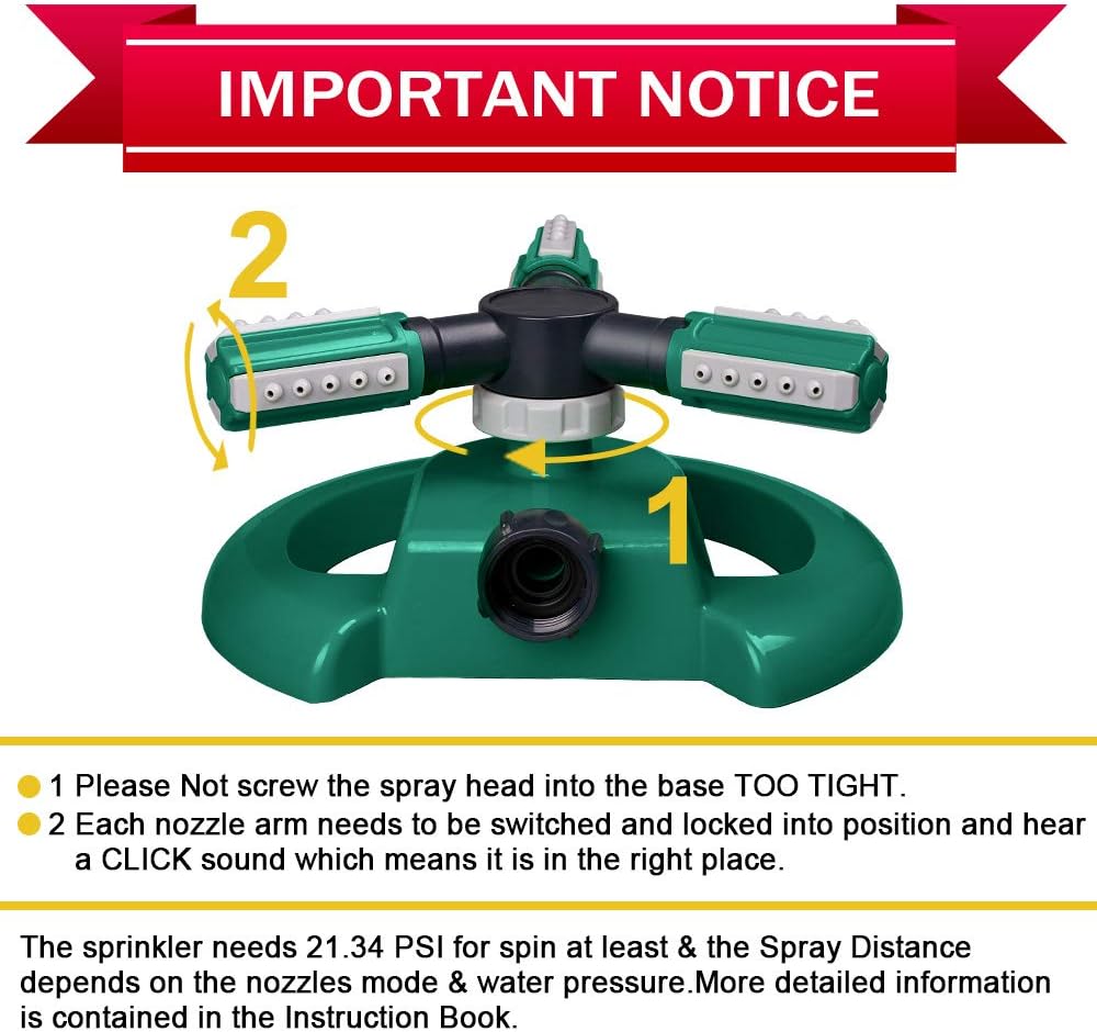 Garden Sprinkler | Automatic Sprinkler with 36 Adjustable Nozzles | Coverage Up to 49 Feet for Lawns and Gardens