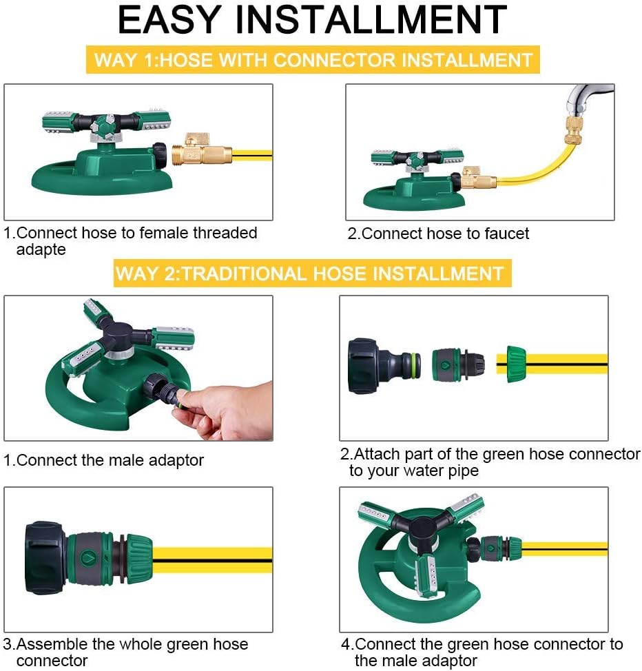 Garden Sprinkler | Automatic Sprinkler with 36 Adjustable Nozzles | Coverage Up to 49 Feet for Lawns and Gardens