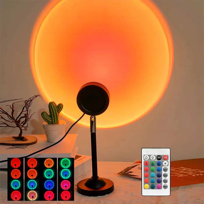 Lampada LED Rotante per Proiezione del Tramonto con Telecomando | 16 Colori per Atmosfera Romantica in Camera da Letto 0