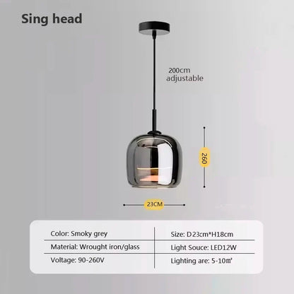 Lampada a Sospensione Nordic Glass con Illuminazione LED Dimerabile | Lampadari Moderni per Cucine e Ambienti Eleganti 10