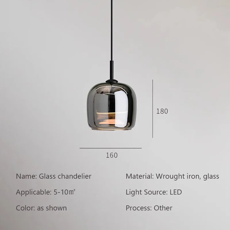 Lampada a Sospensione Nordic Glass con Illuminazione LED Dimerabile | Lampadari Moderni per Cucine e Ambienti Eleganti 4