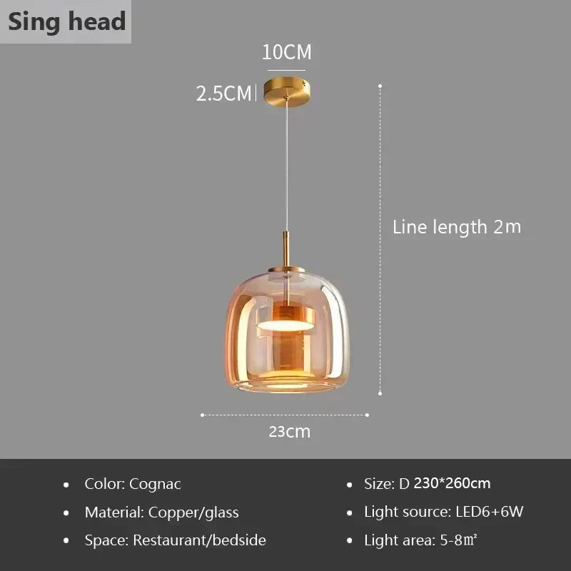 Lampada a Sospensione Nordic Glass con Illuminazione LED Dimerabile | Lampadari Moderni per Cucine e Ambienti Eleganti 7