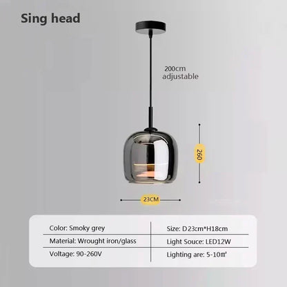 Lampada a Sospensione Nordic Glass con Illuminazione LED Dimerabile | Lampadari Moderni per Cucine e Ambienti Eleganti 8