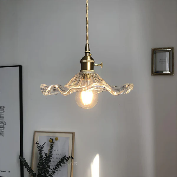 Lampada a Sospensione | Lampadario Moderno in Vetro Floreale con Altezza Regolabile | Illuminazione Elegante per Cucina e Soggiorno 7