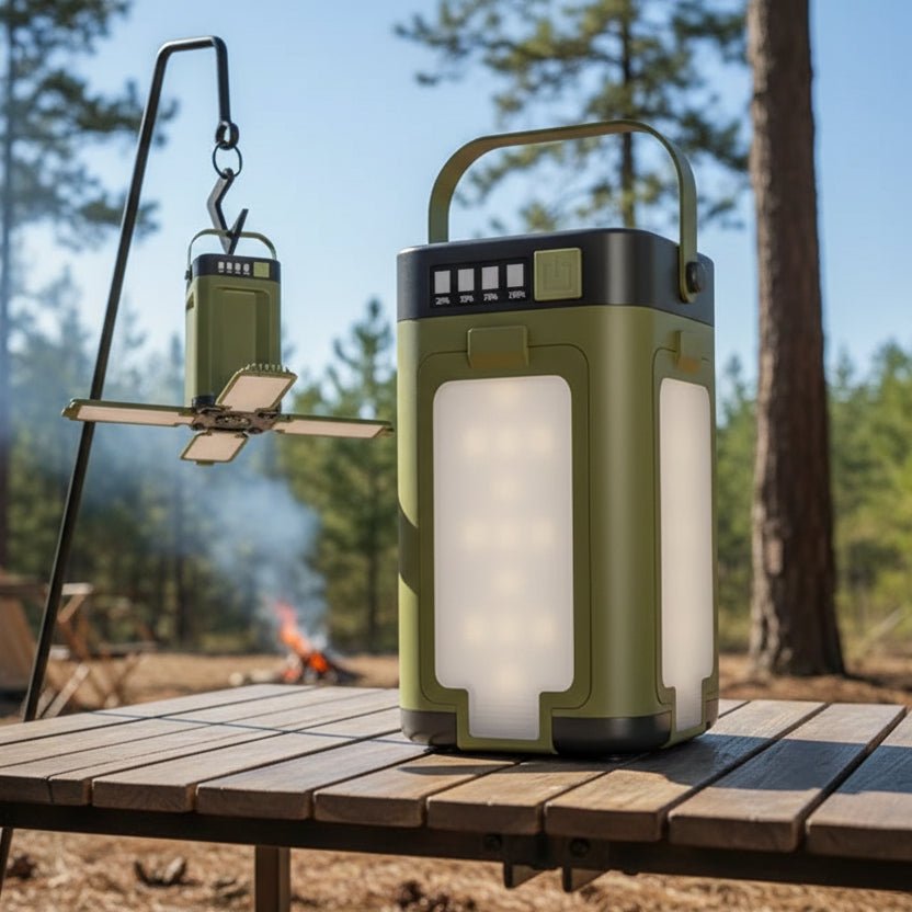 Foldable Camping Lamp with 6 Modes and Built-in Power Bank | Ideal for Outdoor Adventures and Device Charging