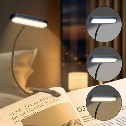 Lampada da Lettura LED Ricaricabile con Collo Flessibile e 3 Temperature di Colore per Comfort Visivo a Letto 0