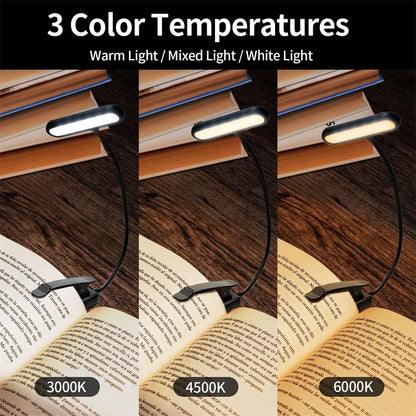 Lampada da Lettura LED Ricaricabile con Collo Flessibile e 3 Temperature di Colore per Comfort Visivo a Letto 1