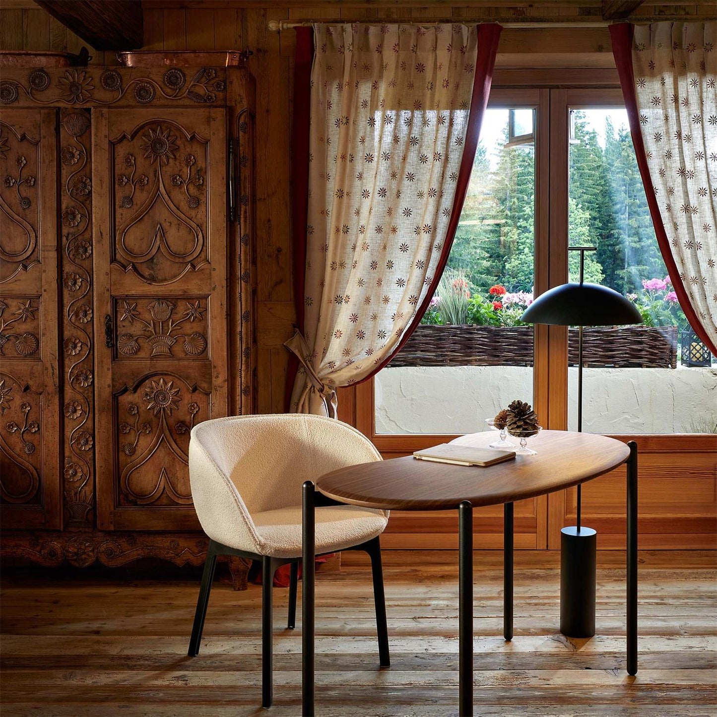 Modern Wooden Floor Lamp with Dimmable Warm Light