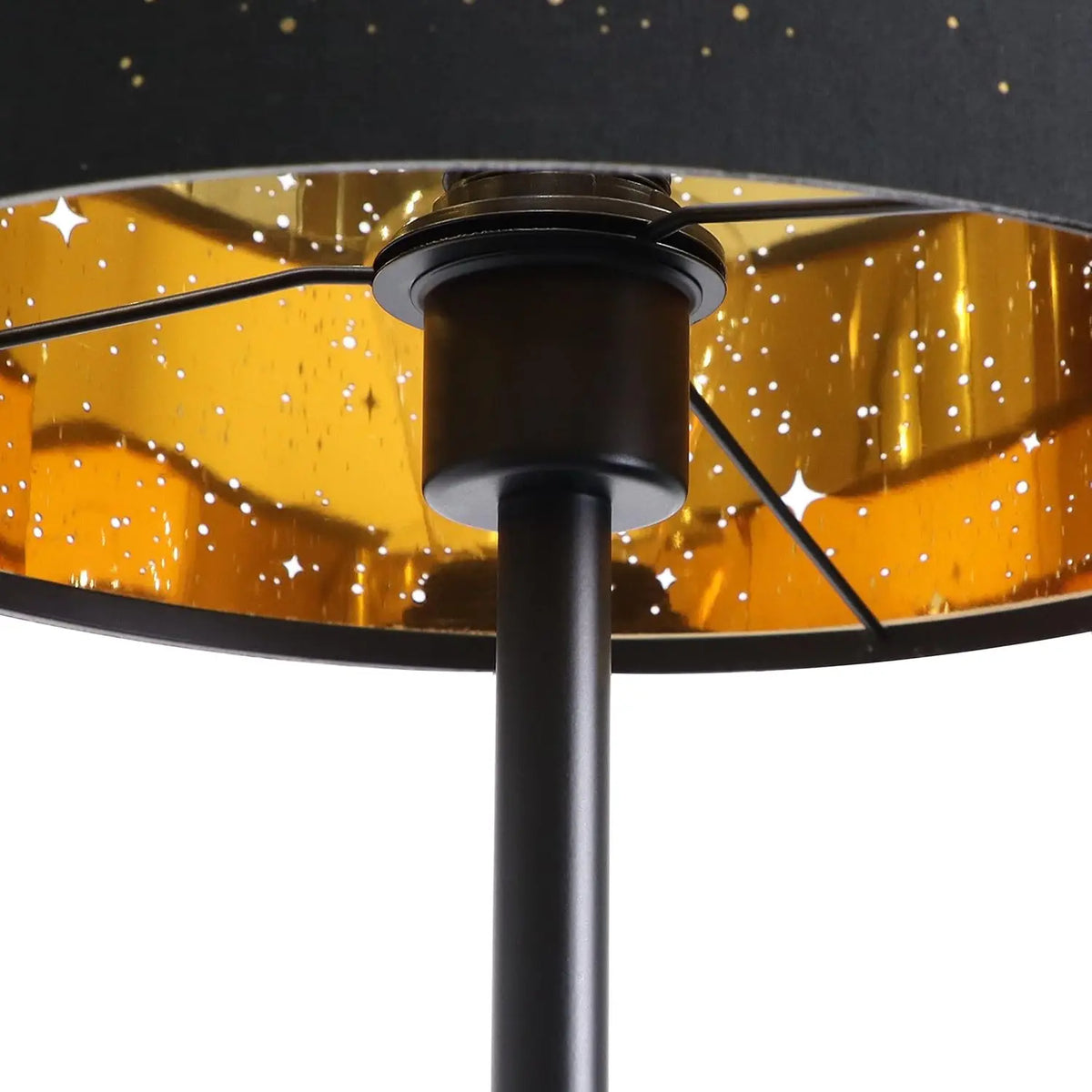 Lampada da Terra Design con Paralume in Tessuto Nero e Oro | Stile Elegante per Atmosfera Accogliente in Soggiorno e Camera da Letto 4