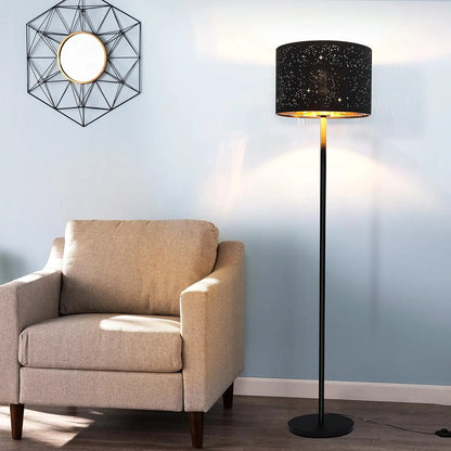 Lampada da Terra Design con Paralume in Tessuto Nero e Oro | Stile Elegante per Atmosfera Accogliente in Soggiorno e Camera da Letto 7