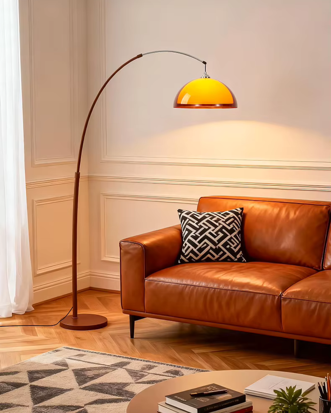 Lampada da Terra ad Arco con Paralume Caldo - Design Elegante per Illuminazione Ambientale 3