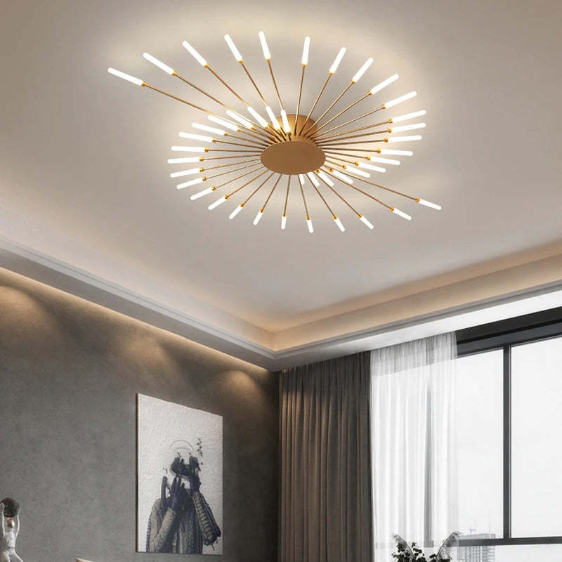 Lampadario Moderno a Soffitto in Metallo con Illuminazione LED per Camera da Letto e Soggiorno 2