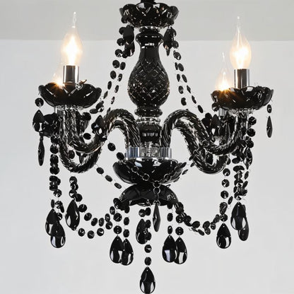 Lampadario Moderno in Cristallo Nero con Bracci Decorati | Eleganza Versatile per Camera da Letto e Soggiorno 1