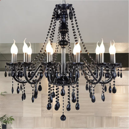 Lampadario Moderno in Cristallo Nero con Bracci Decorati | Eleganza Versatile per Camera da Letto e Soggiorno 2