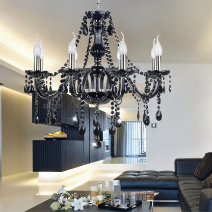 Lampadario Moderno in Cristallo Nero con Bracci Decorati | Eleganza Versatile per Camera da Letto e Soggiorno 4