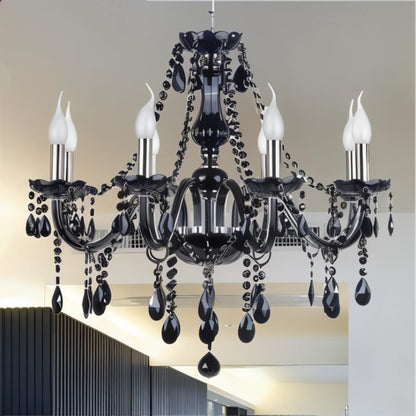 Lampadario Moderno in Cristallo Nero con Bracci Decorati | Eleganza Versatile per Camera da Letto e Soggiorno 6