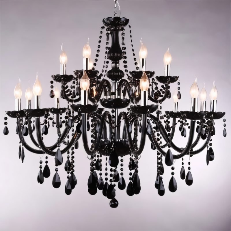 Lampadario Moderno in Cristallo Nero con Bracci Decorati | Eleganza Versatile per Camera da Letto e Soggiorno 7