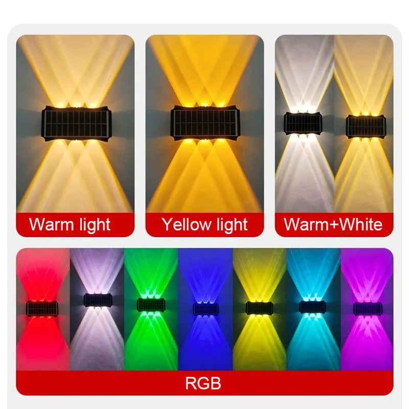 Waterproof LED Solar Wall Lamps with Brightness Adjustment | Elegant Design for Gardens and Balconies