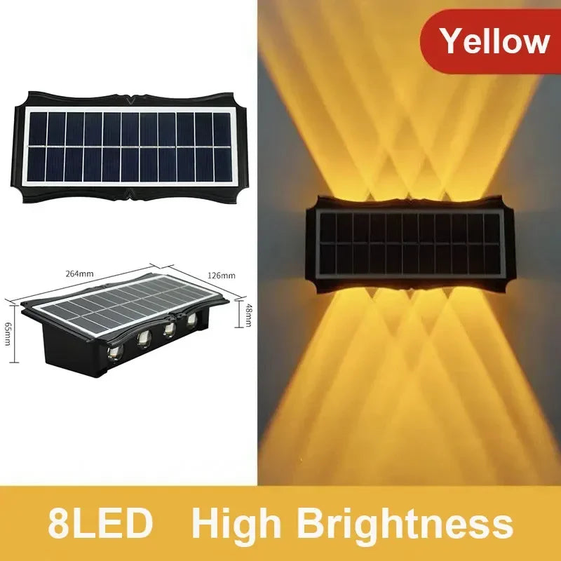 Waterproof LED Solar Wall Lamps with Brightness Adjustment | Elegant Design for Gardens and Balconies